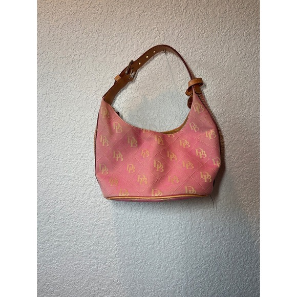 Dooney & Bourke Pink DB Monogram Canvas Leather Trim Shoulder Bag Purse Y2K - Picture 4 of 7